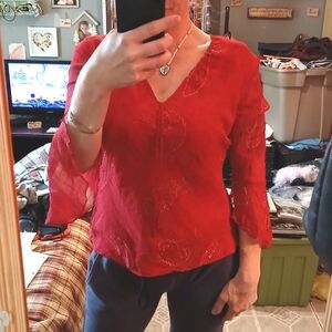 🎈 MUST BUNDLE! Ann Carson🎈BUY 1 GET 1 FREE🎈V-neck Top Sz L